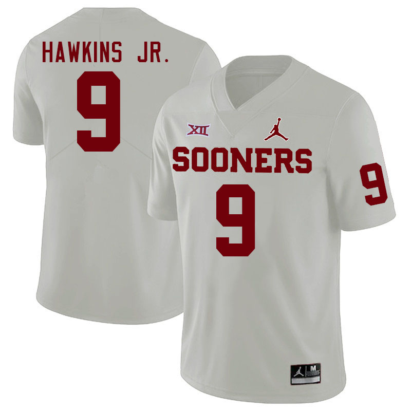 Men #9 Michael Hawkins Jr. Oklahoma Sooners College Football Jerseys Stitched-White